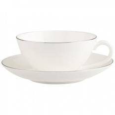 Villeroy & Boch Anmut Platinum No.1 Tea Cup & Saucer 2pcs - Tekopper Benporcelæn Hvid - 24500-24498