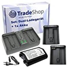 Trade-Shop 2-i-1 Set: Batteri dubbel laddare kompatibel med Nikon MH-26 MH-26A MH-26aAK MH-33 BC-26B EN-EL4 EN-EL4A LP-E4 LP-E4N LP-E19 Newell BC-18B