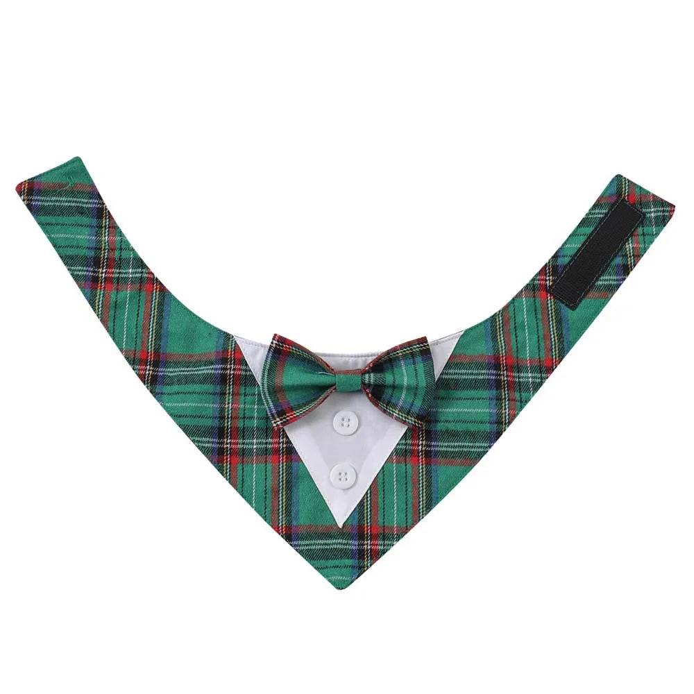 Dog Bow Tie & Bandana Set - Green Plaid / S-suit 3-8kg / SPC (S-suit 3-8kg)