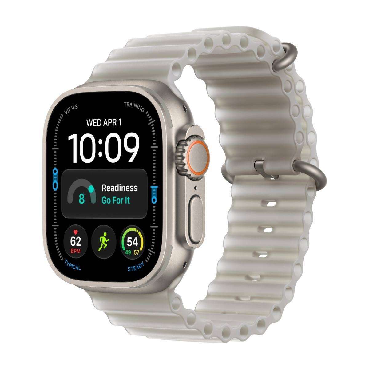 Apple Watch Ultra 4 GPS + Cell 49 mm naturlig titan, Translucent Grey havsband