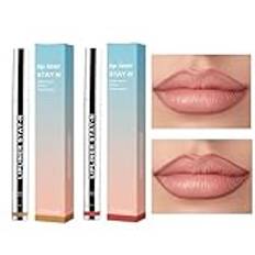 EONFAVE Peeling läppkonturpenna, 2 färger vinröd och mörkbrun Peel Off Lip Stain, flytande läppstift, hållbart läppstift set (mörkbrun + vinröd, 1) ..