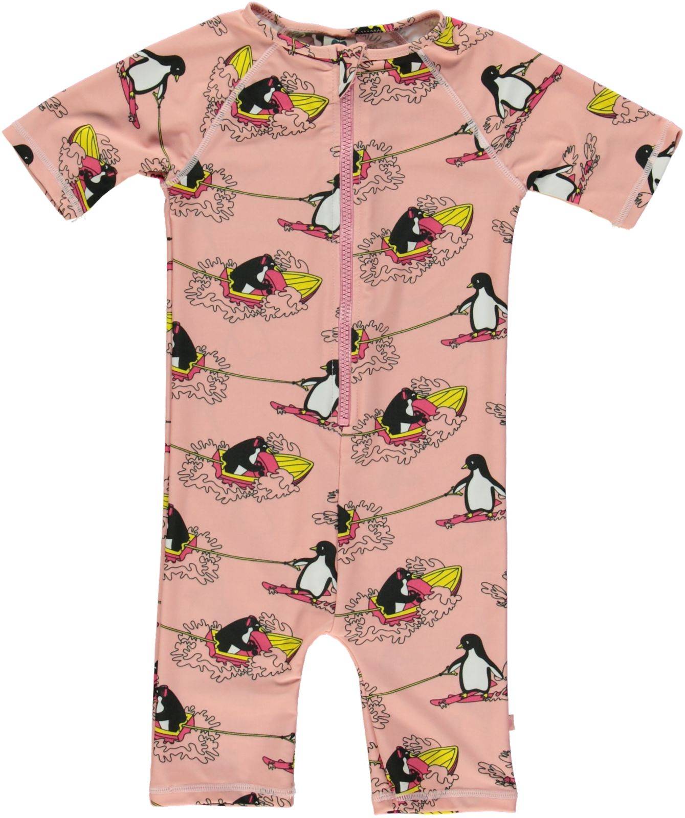 UV50 dragt, kort, sufer pingvin - Pink / 9-10