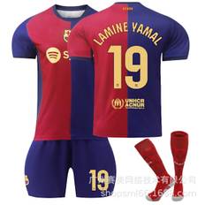 Lamine Yamal 19 Barcelona 24-25 Hjemmetrøje Seneste Fodboldtrøje til Voksne og Børn til den Nye Sæson 9 Sar Adult XS（155-165cm）