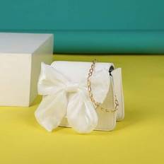 Enfärgad mini-båge dekorerad mini axelväska, söt liten crossbody-väska för barn Söt rosett dekorerad axelväska Mini tecknad flicka myntväska, kedja Cr - Vitt (En-Storlek,Vit)