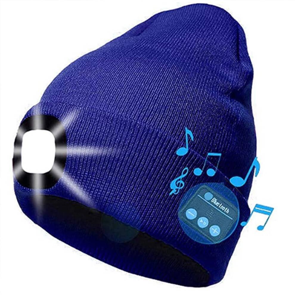 Unisex LED Bluetooth Beanie Hat med Forlygte Opgraderet Musikalsk Strikket Hue med Hovedtelefoner og Mikrofon Vintergaver til Mænd Kvinder