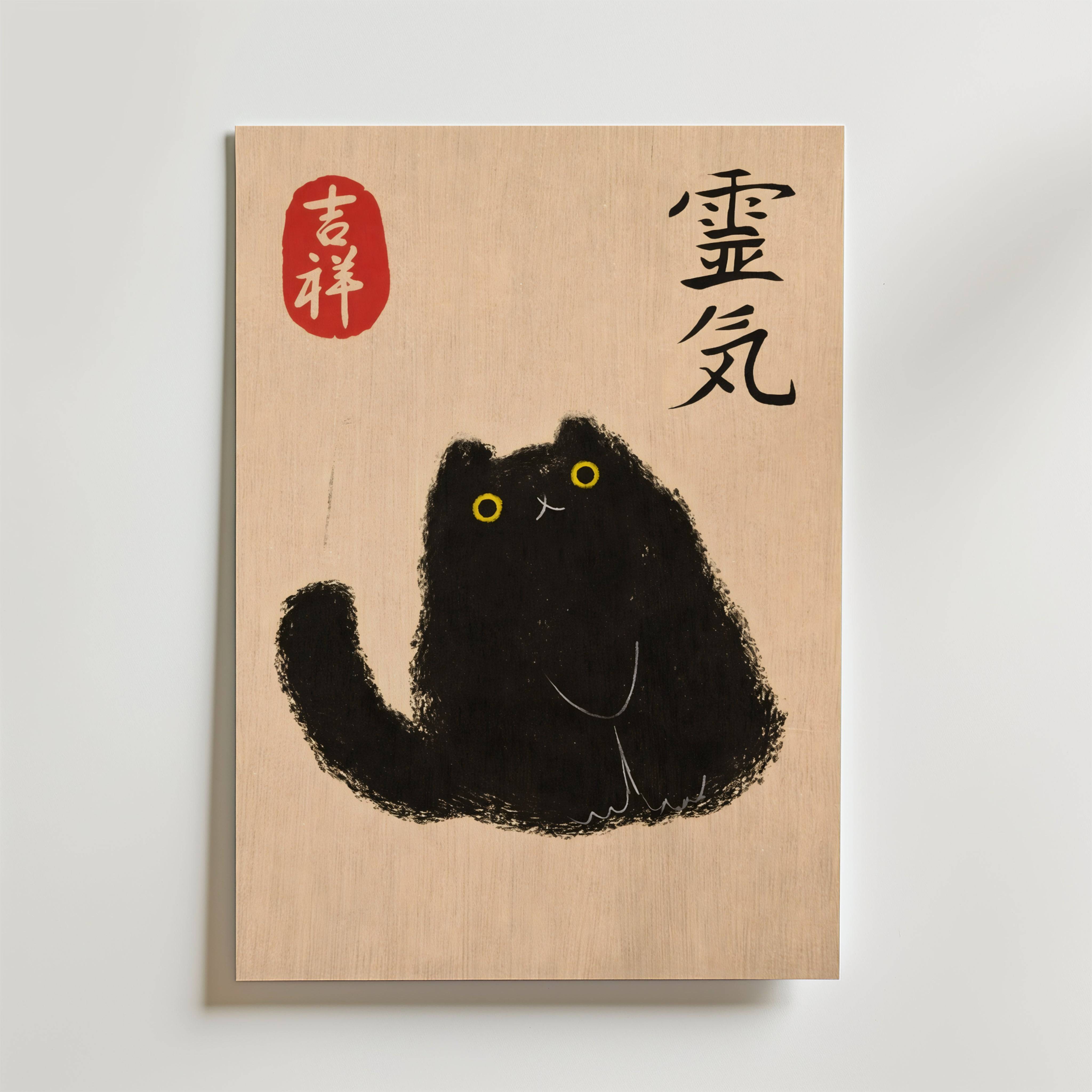 Spirit Cat Ink Poster - Premium Canvas 40x50 cm