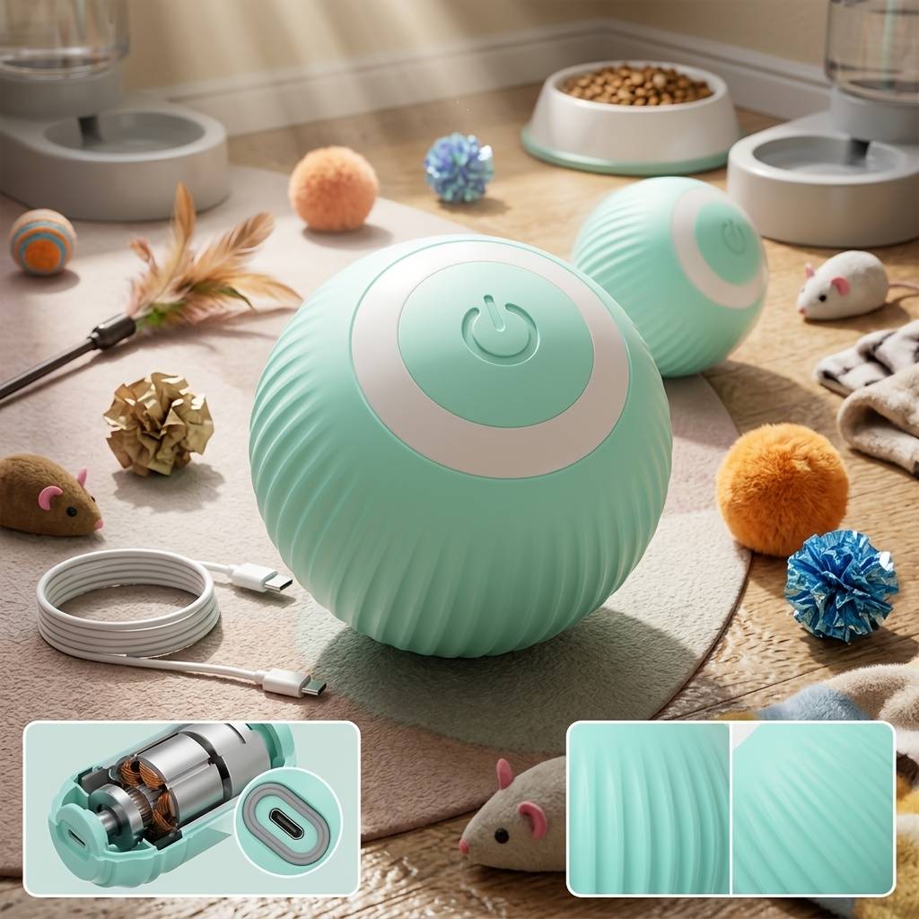 Interactive Ball Toy For Cats, Automatic Rolling Ball On Floor/tile/carpet, Intelligent Interactive Electric Cat Toy With Obstacle Avoidance, Suitable For Large, Medium And Small Cats
