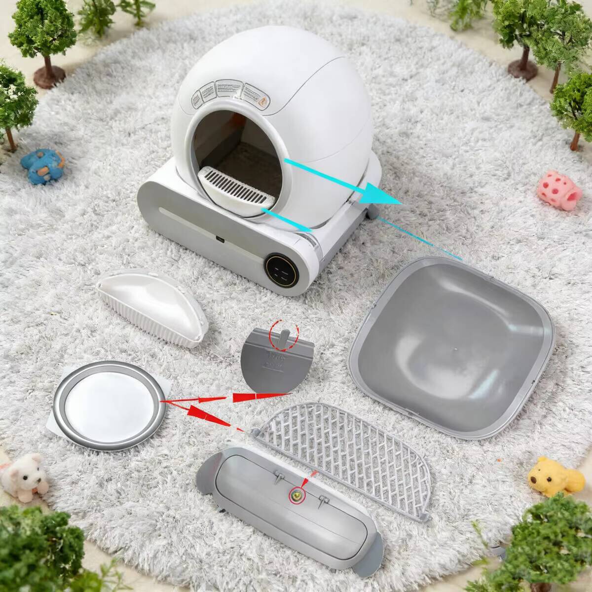 Automatic Accessories Bin Door Collecting Feces Bottom Capsule Garbage Bag For Cat Toilet Litter Box