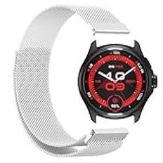 GIOPUEY Rem kompatibel med TicWatch Pro 5/5 Enduro, flätad rem i rostfritt stål [slitstark] [magnetisk] – silver