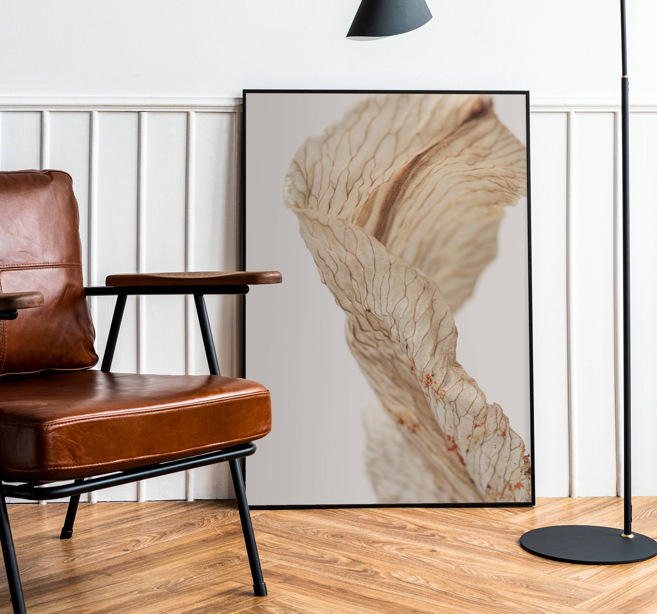 Makrofoto av ett löv minimalistisk affisch