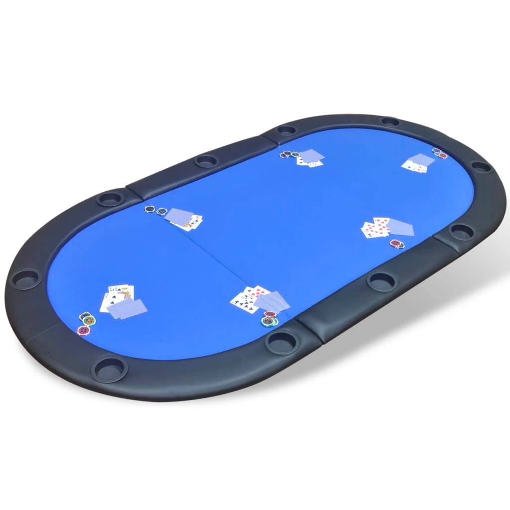 10 Pers. Pokerbord Bordplade Foldbar - Blå