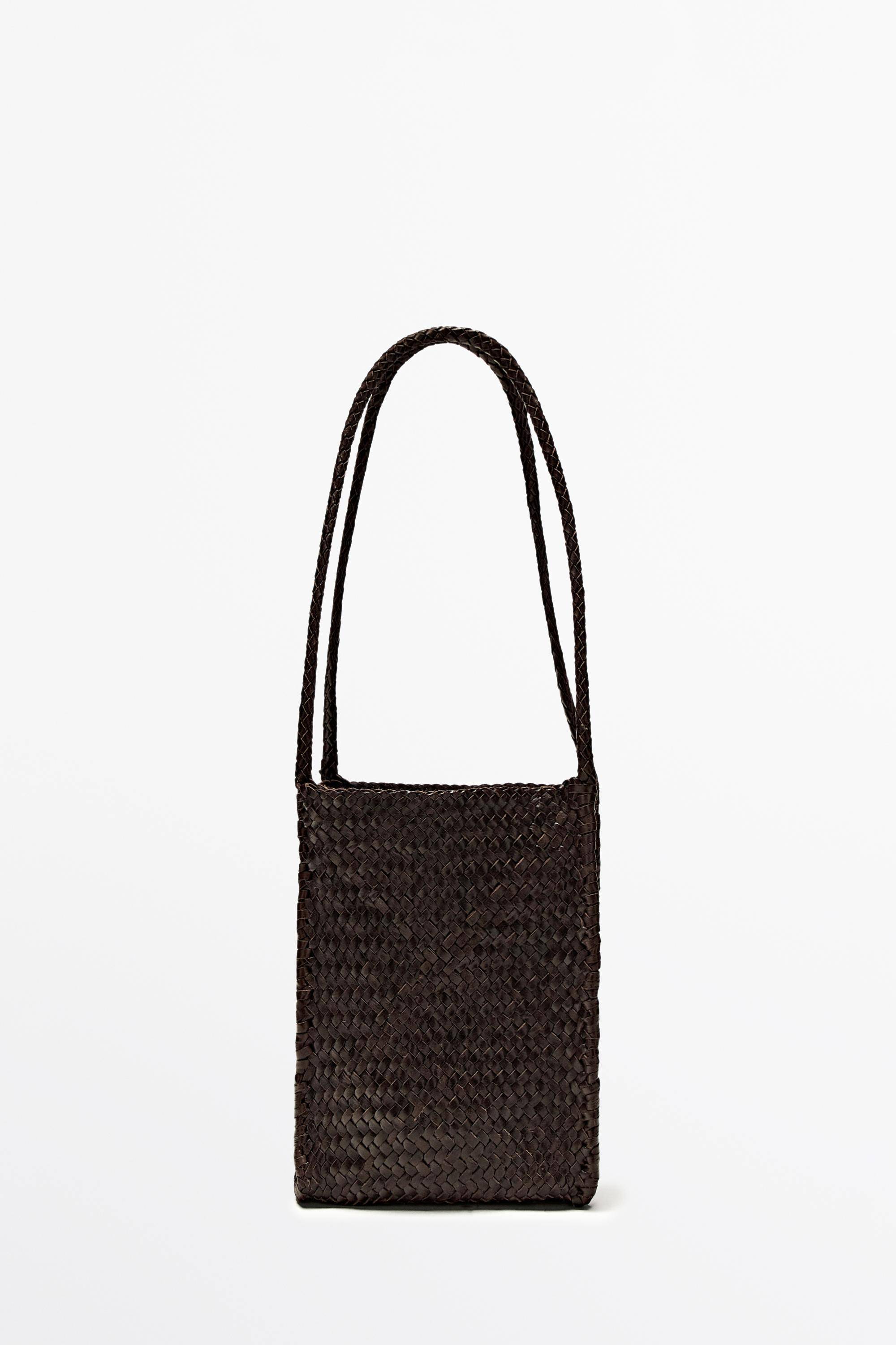 Massimo Dutti - Female - Flettet Bucket Taske I Nappaskind - Brun - 01