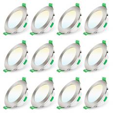ALUSSO Infälld Dimmbar LED-spot 230V 7W Takspot 3000K 4000K 6500K Vattentät IP44 Justerbar Infälld Takspot för Badrum, Vardagsrum, Förpackning om 12, Rund, Nickel