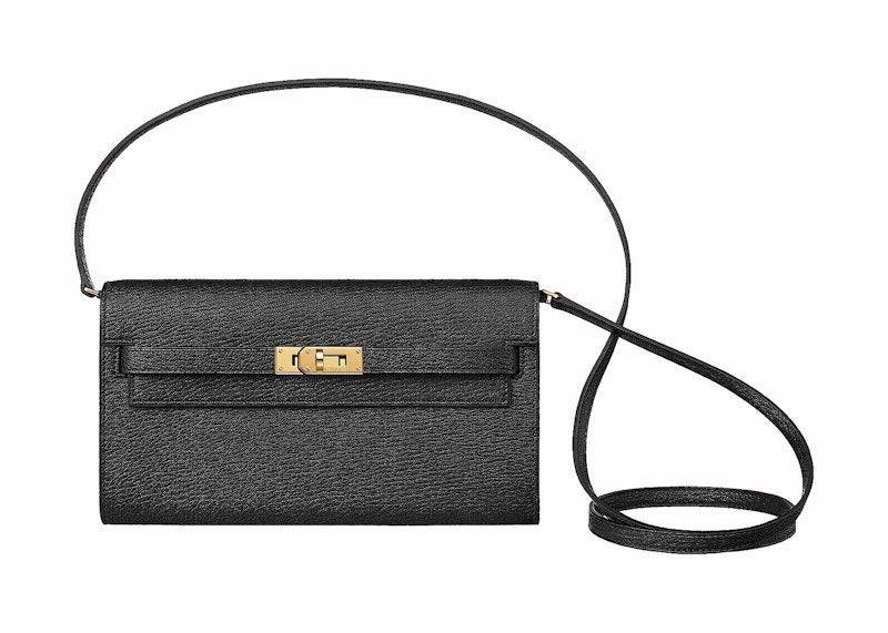 Hermes Kelly Classique To Go Wallet Chèvre Mysore Noir Gold Plated Hardware