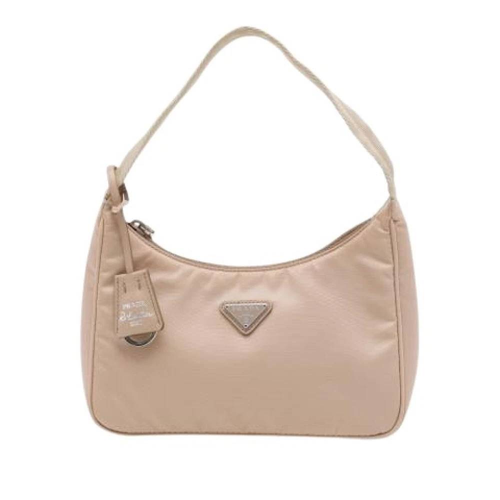 Prada Vintage Pre-owned Nylon Skuldertaske - Vintage - Dame - Beige - ONE SIZE - Uld