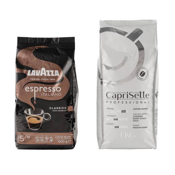 Coffee beans set Lavazza Espresso Italiano Classico, 1 kg + Coffee beans Caprisette Professional, 1 kg