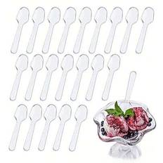 Miniskedar i genomskinlig plast, glass, dessertsked, kaffesked, servering för fest, lämplig för bröllop, festival, sammankomster, tårta, dessert, kaff - Multifärgad (200 st,100 st/förpackning)
