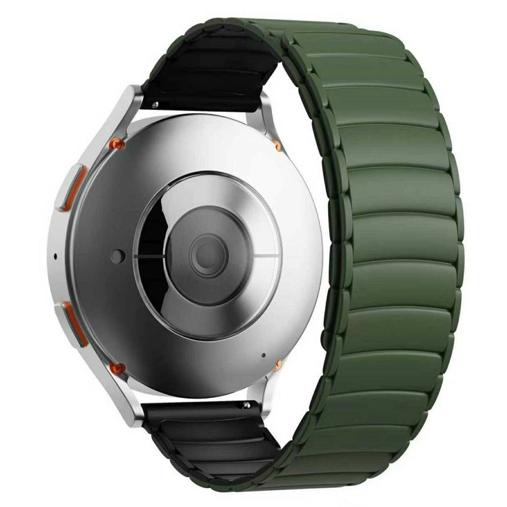 Samsung Galaxy Watch7 44/40mm - Magnetisk urrem i silikone 20mm - Militærgrøn