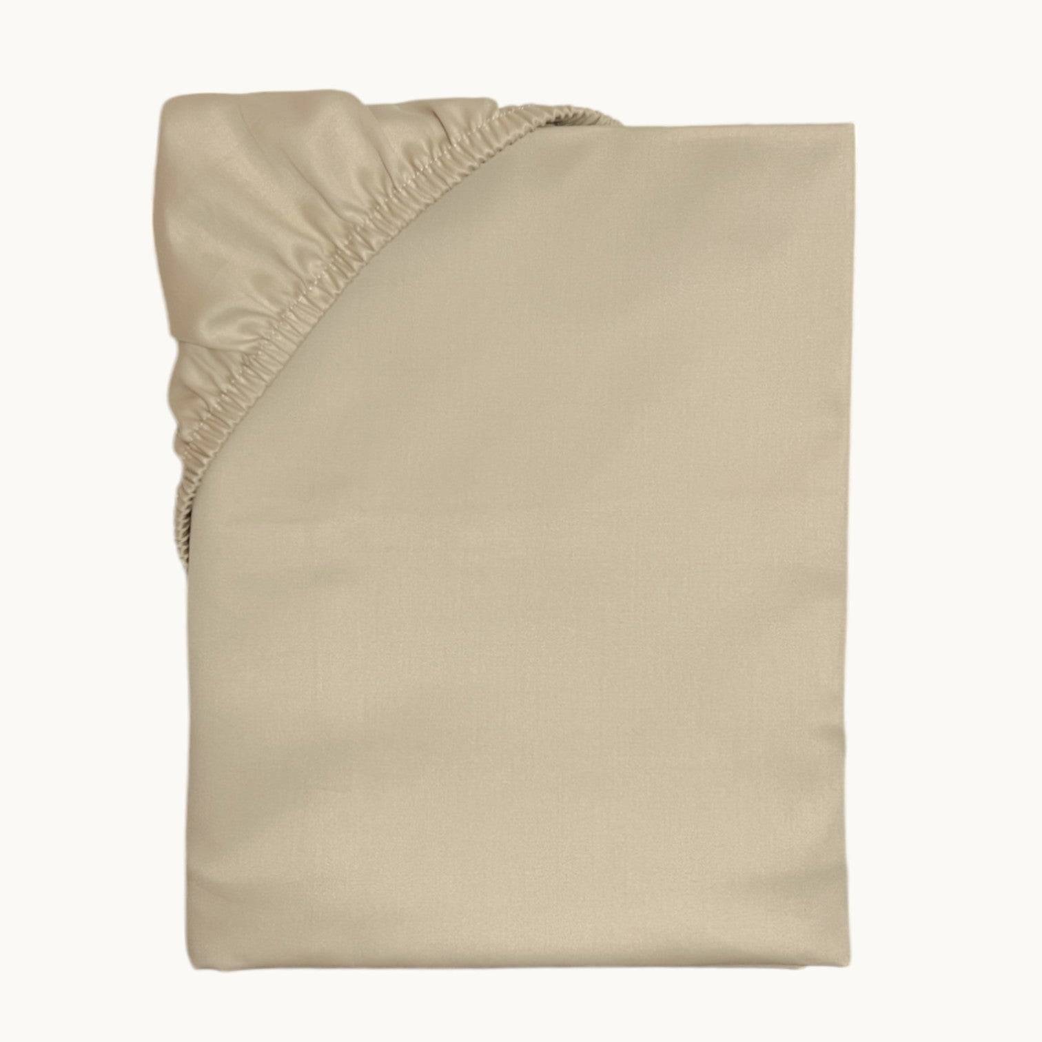 Charm Satin Spannbettlaken aus 100% ägyptischer Baumwolle (600TC) – Seidig glatt, atmungsaktiv & luxuriös - Linen / 180x200
