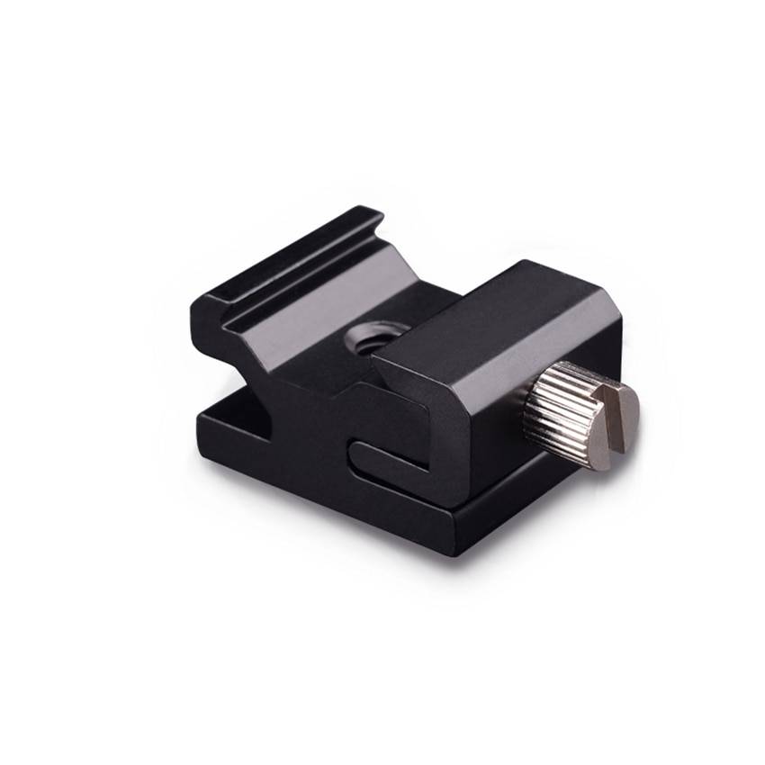 Svart metall köldsko blixtställ adapter med 1/4- tums skruv kall sko montering adapter fäste för kamera blixt led ljus monitor