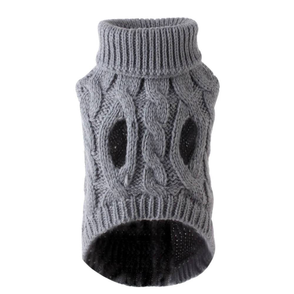 Turtleneck Knitted Dog Sweater for Small Dogs - GRAY / XL (XL)