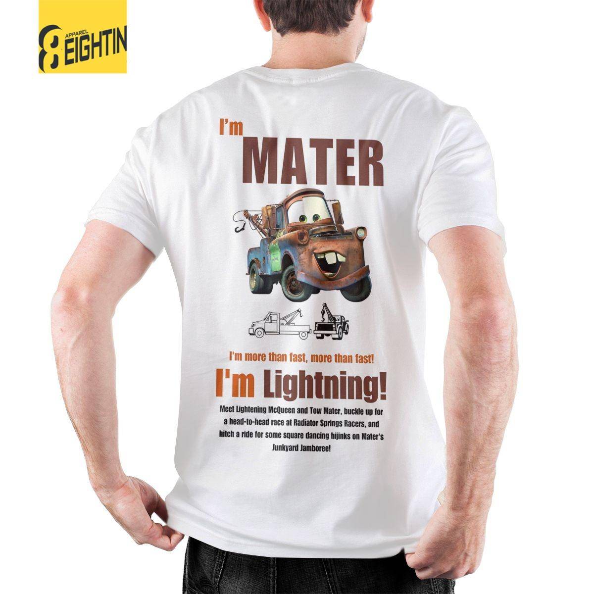 Herr T-shirts Blixten McQueen Bilar Bärgarn Roliga 100% Bomull T-shirts Kortärmade T-shirts Rund Halsringning Toppar Sommar cm
