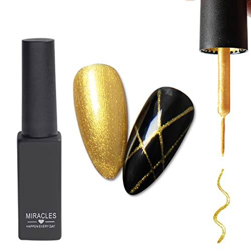 Guld Foder Penna Gel Nagellack Kit, Måleritning UV Led Gel putsa Set, klassisk DIY 3D Gel nagel Måla Nagellack, pennaverktyg, draglinjepenna för nagelmanikyr