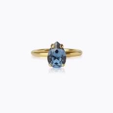 Caroline Svedbom Petite Drop Ring, Denim Blue - Guld
