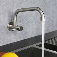 Köksblandare i rostfritt stål, väggmonterad enkel kallvattenblandare för tvättställ, lämplig för enkel installation i hemmakök, tvättmaskin och offent - Silver (G1/2")