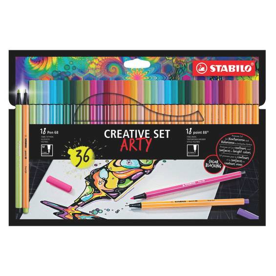 Stabilo Creative Set Arty 36 – 18×2 Stabilo Pen 68 & Point 88 fineliners