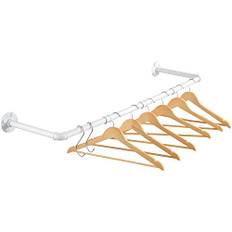 ITOOLFIRM Klädstång, väggmontering, 100 cm, indusriella rör, metall, garderobsstång, vägg för galgar, avtagbar klädställning, garderob, stång, vit för hall, 25 cm avstånd, kan belastas med 30 kg