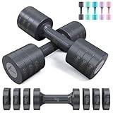 Hantlarset, Sportneer justerbara hantlar damset vardera 1–2,5 kg, 4-i-1 hantlar set om 2, justerbart dumbbell set för hemmagym, fitness, styrketräning, gåva (svart-grå)