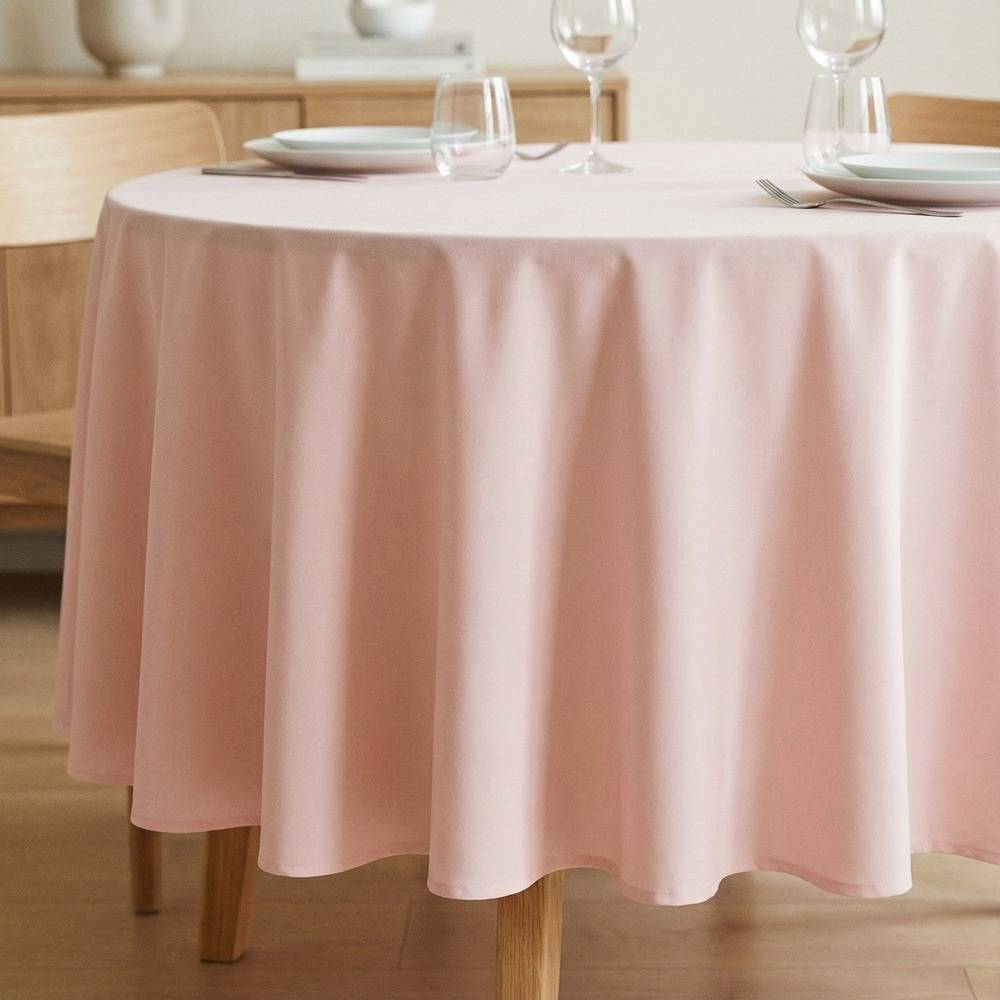 Rund Stofdug Støvet Rosa