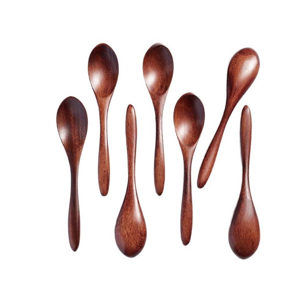7 PCS Small Wooden Spoons, 5.8 Inch Honey Spoons for Tea, Hardwood Wooden Honey Teaspoon for Coffee, Bamboo Table Spoon