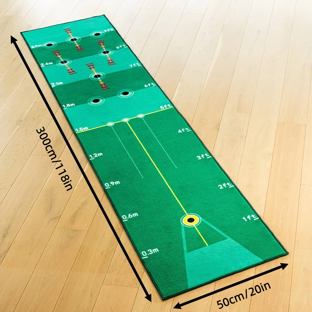 Golf Putting Practice Mat, 300cm*50cm/118in*20in , Large Size, Training Aid, Perfect For Beginners - Ideal For Indoor/outdoor Practice, Made Of Fiber Material