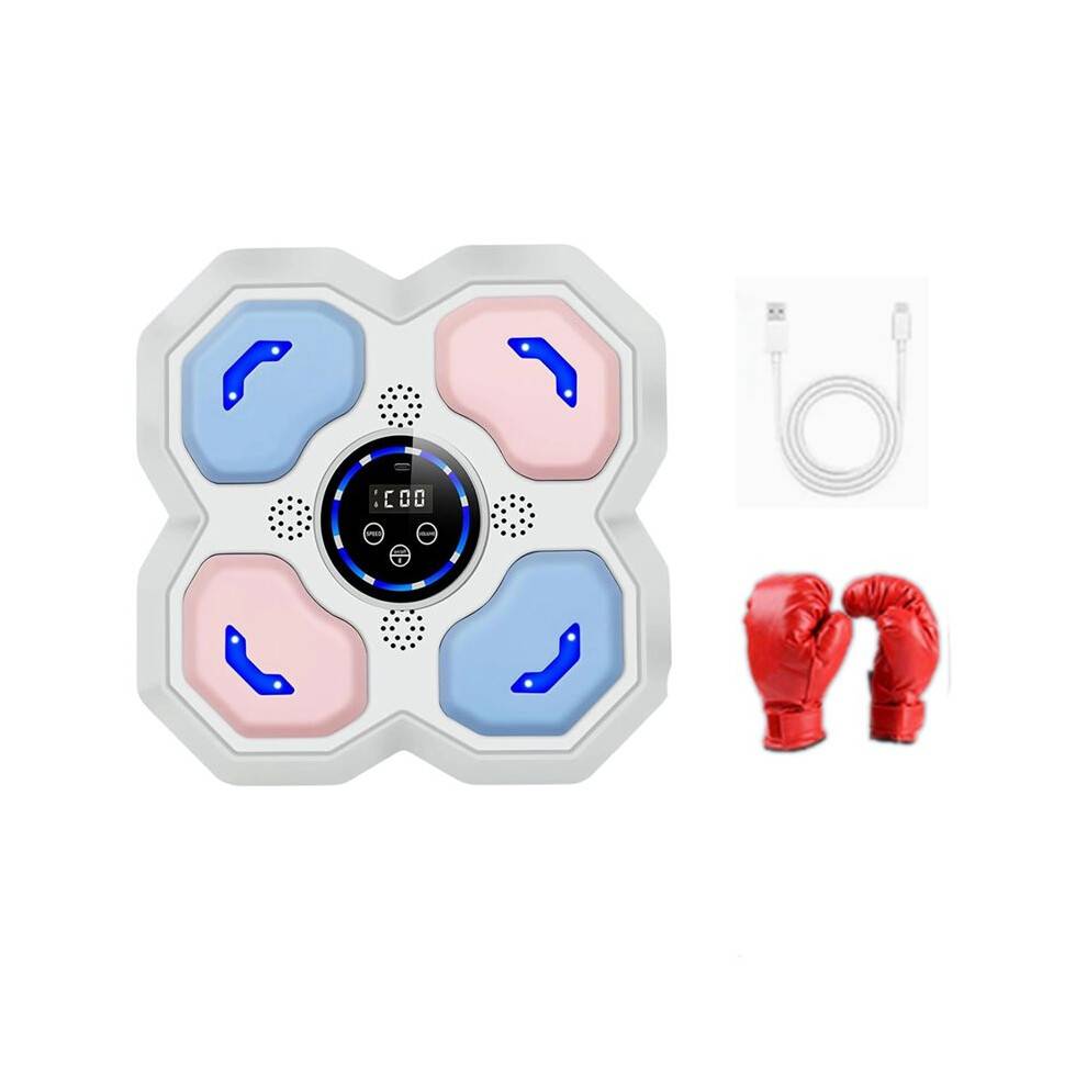 Music Boxing Machine for Kids and Teens Adults, Trainer Equipment with Gloves, Wall Boxing Music Workout Machine White