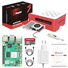 iRasptek Raspberry Pi 5 8 GB startkit – 64 GB förinstallerat Raspberry Pi OS (rött och vitt fodral)