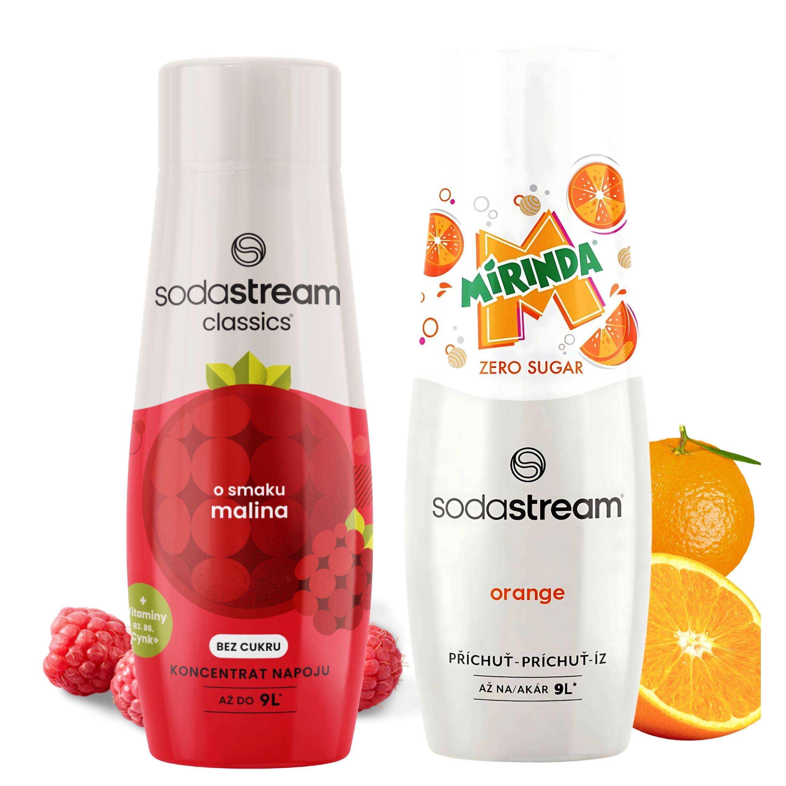 Sodastream Syrups For The Soda Maker Raspberry Zero + Mirinda Zero Sugar Concentrate