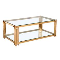 Prato, Soffbord 130x70 guld/glas