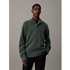 Merino Button Neck Jumper - Green - XS