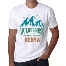 Grafisk T-shirt Herr Vildmark, Äventyret Kallar Kenya – Wilderness, Adventure Is Calling Kenya – Begränsad Upplaga Rolig Vintage Herrmodestil för Män - Vitt - 3XL,4XL,5XL,L,M,S,XL,XS,XXL