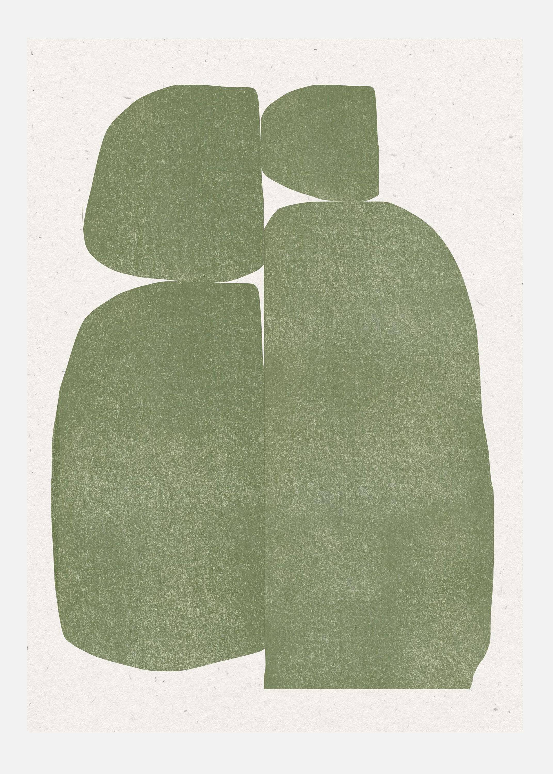 Green Stones Composition Canvastavla (50x70 cm)