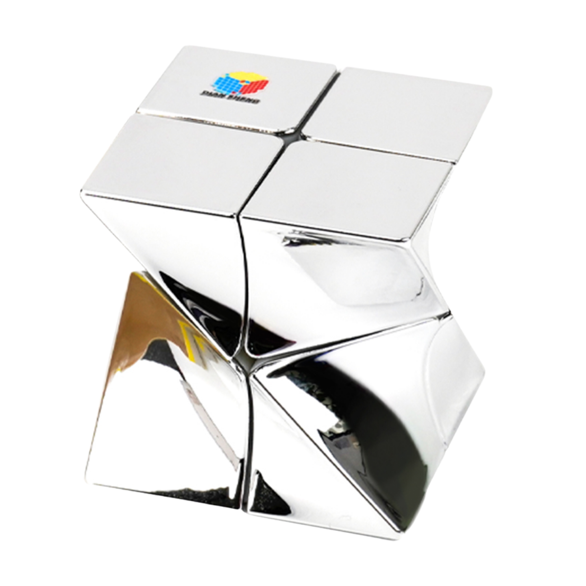 DianSheng Twisted 2x2 Cube Stickerless Plated Silver (Electroplated Metallic Finish) - Rubiks Kub