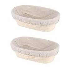 2 st jäskorg för bröd med insats – 25 cm oval jäskorg för bröd, banneton, brödform, jäskorg för deg | jäskorg för bakbröd från naturlig rotting | verktyg för brödproduktion