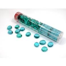 Gaming Counters - Chessex: Teal Glass Stones (Qty 40+) in 14cm Tube