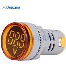 Diy mini digital voltmeter 22mm round dc 6-100v volt voltage tester meter monitor ström led indikator pilotlampa display - Gul