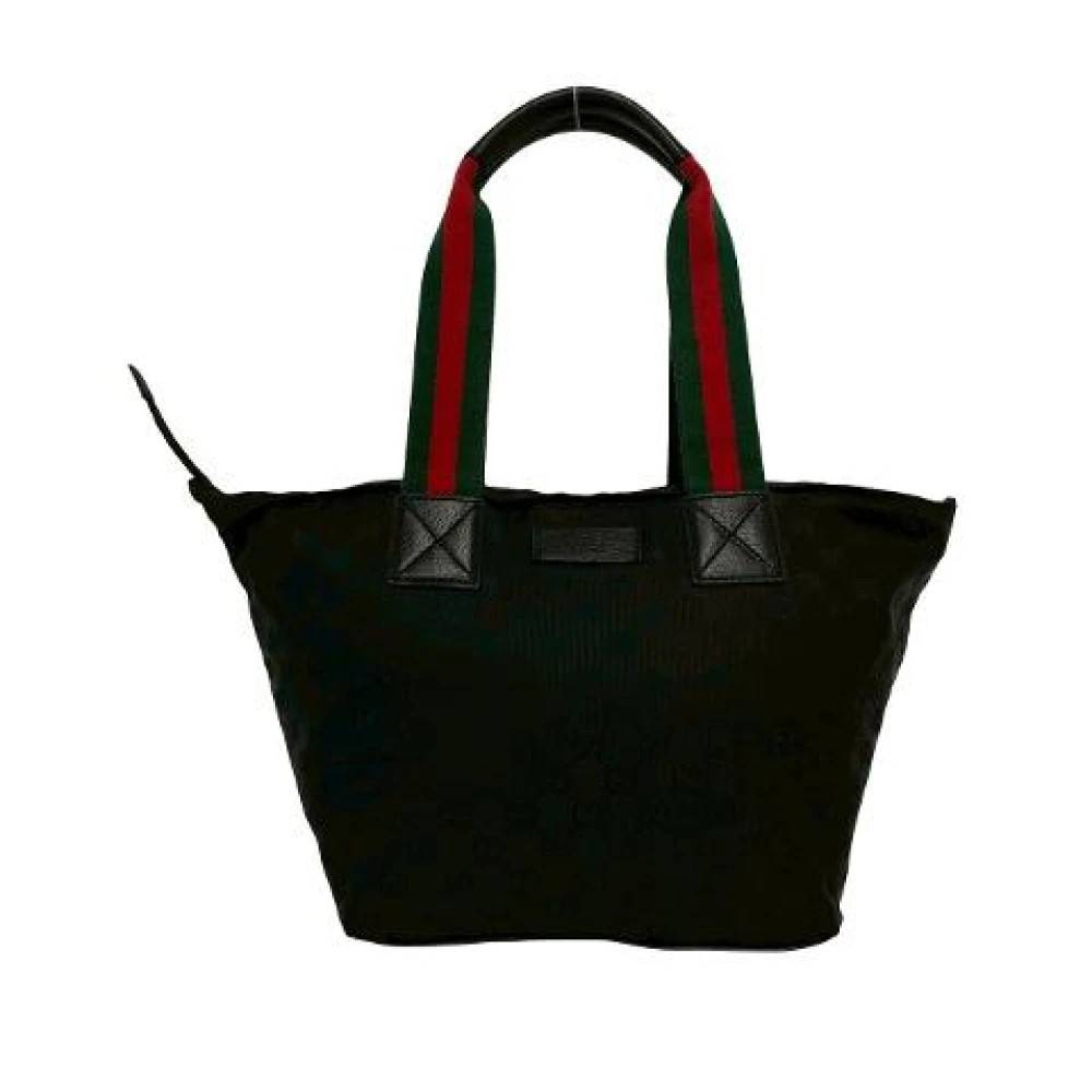 Gucci Vintage Pre-owned GG Canvas Nylon Læder Tote Taske - Vintage - Dame - Sort - ONE SIZE - Læder