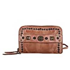 Amber designer bag: Pink leather studded travel wallet by Art N Vintage