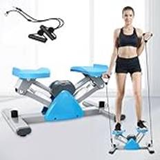 Ministepper hemtränare för hemmet, Swing Stepper träningsutrustning med multifunktionell LCD-display, ministepper för nybörjare avancerad, 120 kg lastkapacitet (blå)