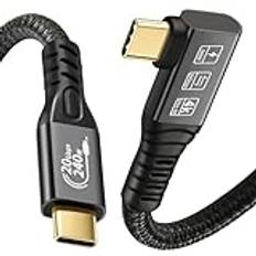 Chenlenic USB C-kabel 3,2 Gen2x2, 20 Gbps, 90 graders USB C, 4K@ 60 Hz, UHD-video 5A/240 W, PD3,1, snabbladdningskabel, med e-märkpenna, kompatibel med Thunderbolt 3/4 (90D, 20G, 240 W, 0,5 m)